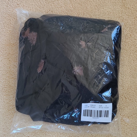 MADEWELL Black & Pink Floral Georgette Sheer Wrap Midi Dress - Picture 13 of 14